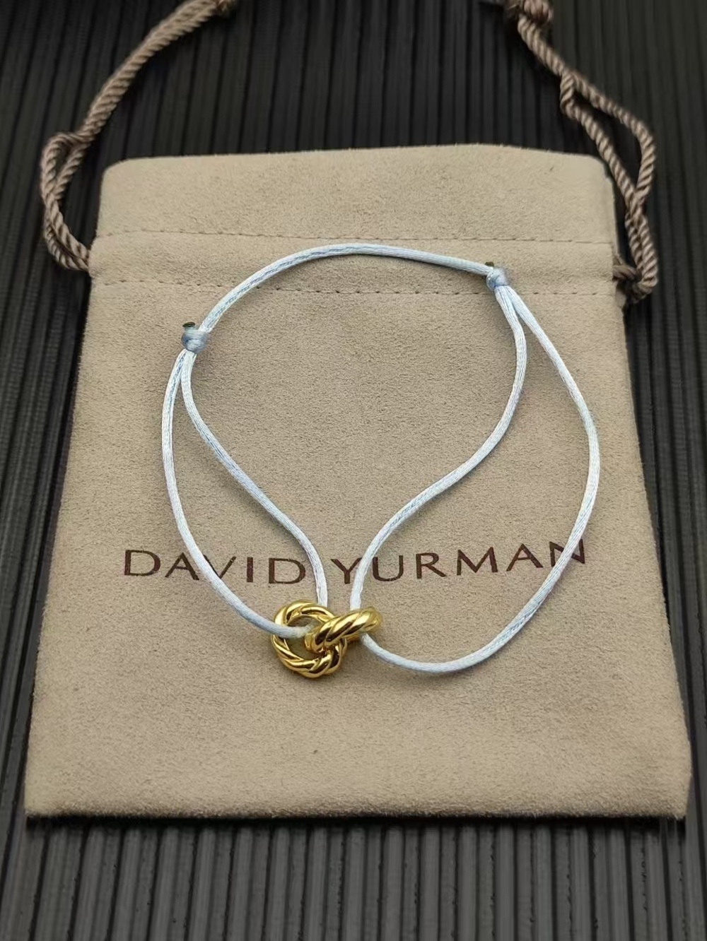 David Yurman - Light Blue Double-Ring Golden Nylon Rope Bracelet